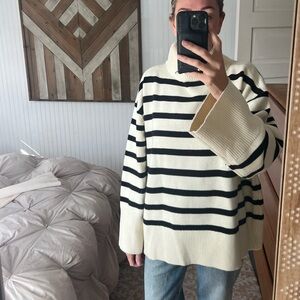 Weworewhat Striped Cream & Black Sweater
